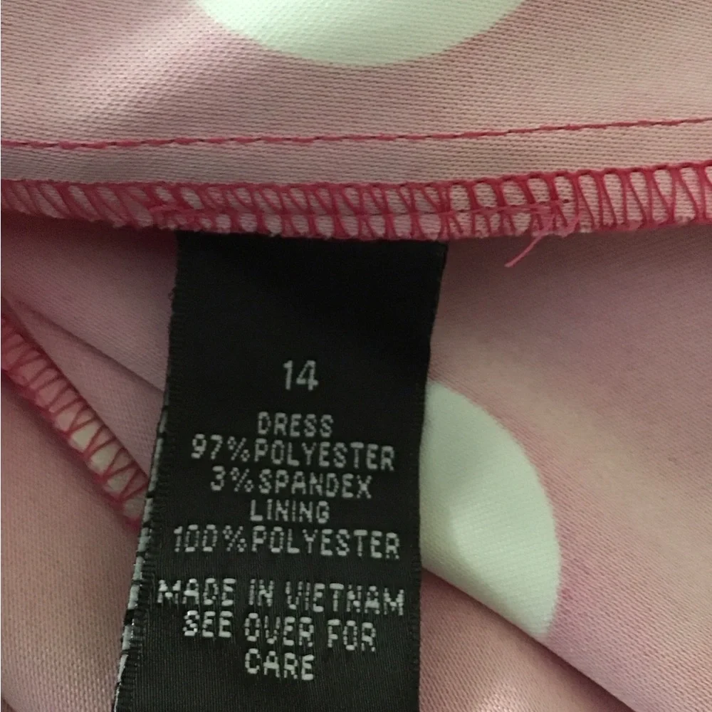 Woman’s size 14 AGB dress, crop sleeves, zipper down back, pink and white